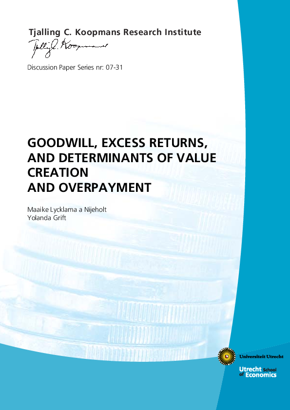 (PDF) Goodwill, Excess Returns, and Determinants of Value Creation and