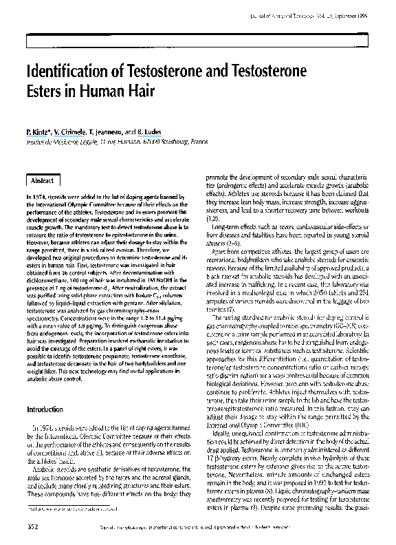 (PDF) Identification of Testosterone and Testosterone Esters in Human