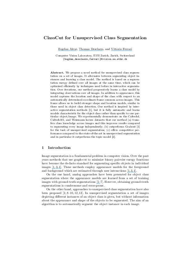 (PDF) ClassCut for Unsupervised Class Segmentation