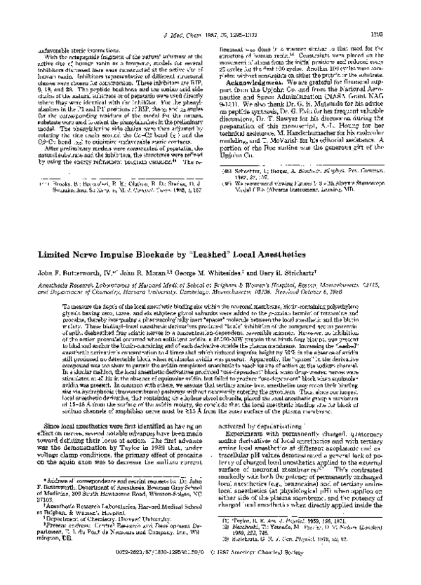 (PDF) Limited nerve impulse blockade by "leashed" local anesthetics