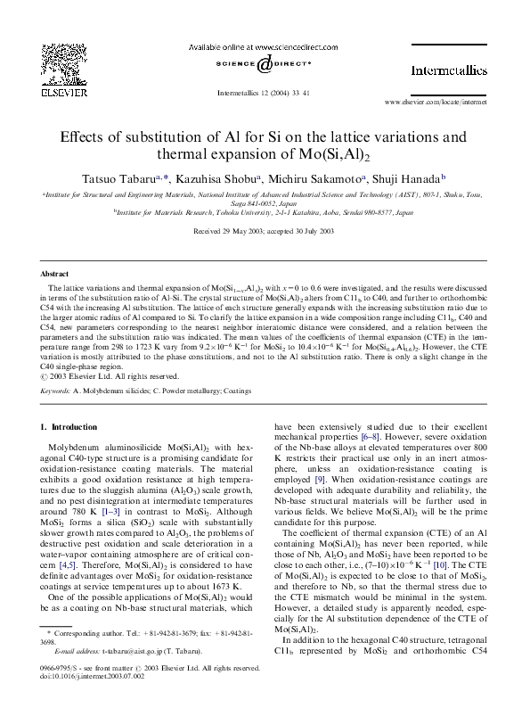 (PDF) Effects of substitution of Al for Si on the lattice variations ...