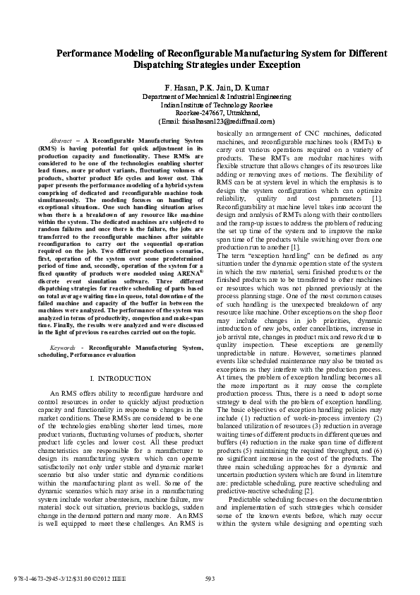 (PDF) Performance modeling of reconfigurable manufacturing system for ...