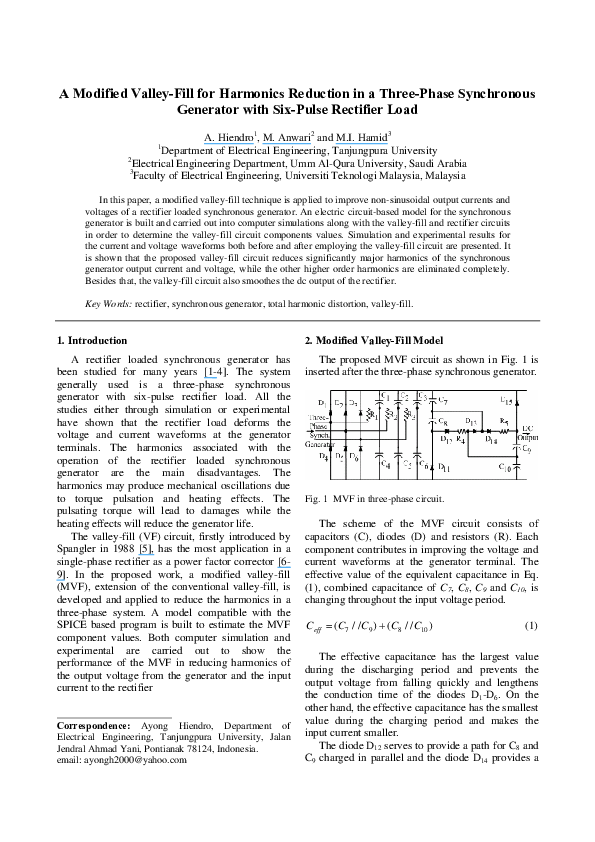 (PDF) A Modified ValleyFill for Harmonics Reduction in a ThreePhase
