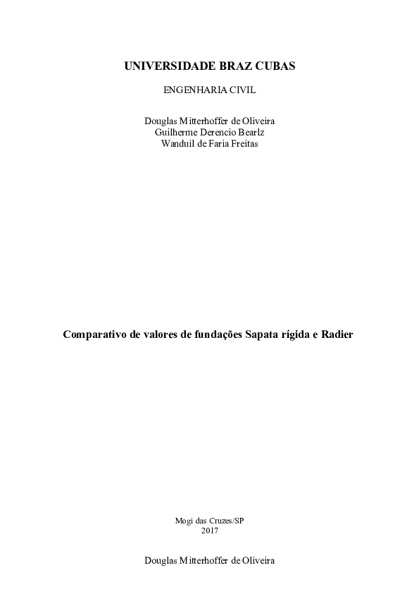 (DOC) UNIVERSIDADE BRAZ CUBAS ENGENHARIA CIVIL Wanduil Freitas