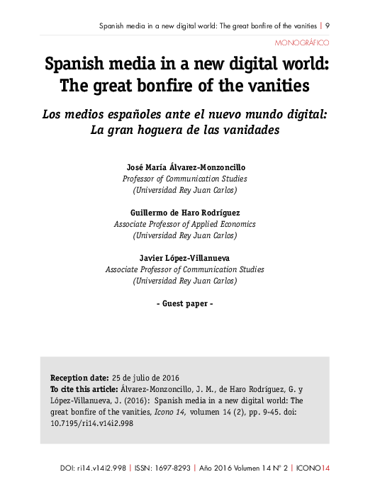 (PDF) Spanish media in a new digital world The great bonfire of the vanities José M . Alvarez