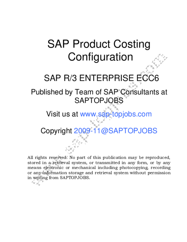 (PDF) SAP Product Costing Configuration SAP R/3 ENTERPRISE ECC6