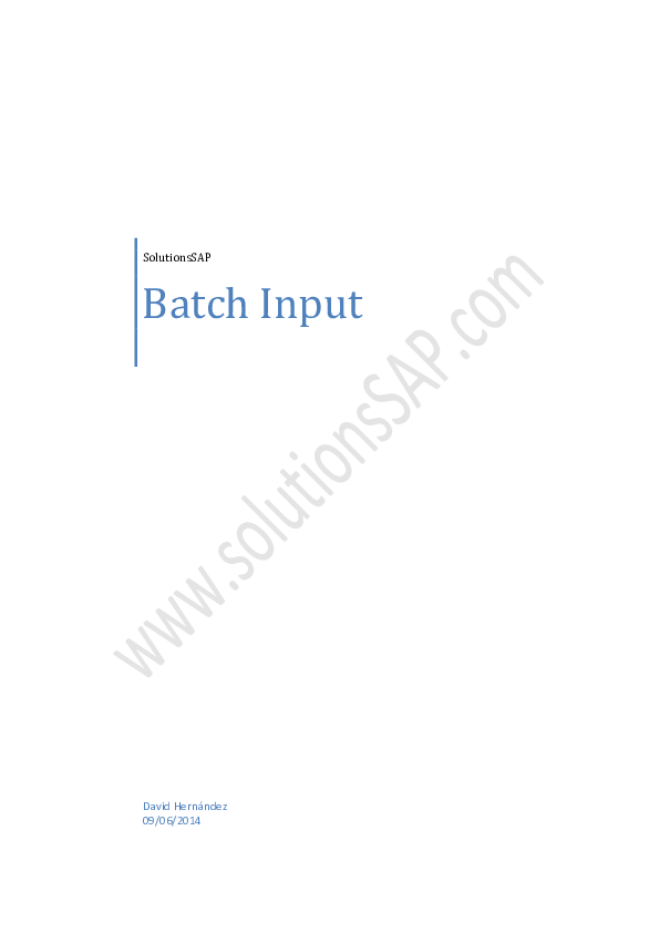 (PDF) SolutionsSAP Batch Input Contenido
