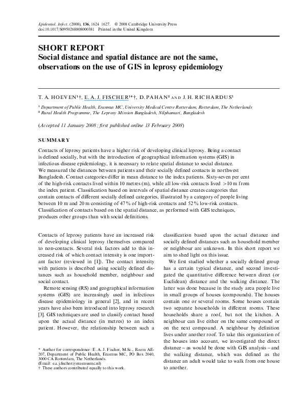 (PDF) Social distance and spatial distance are not the same ...