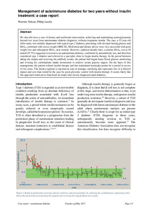 (PDF) Case report – autoimmune diabetes Management of autoimmune ...