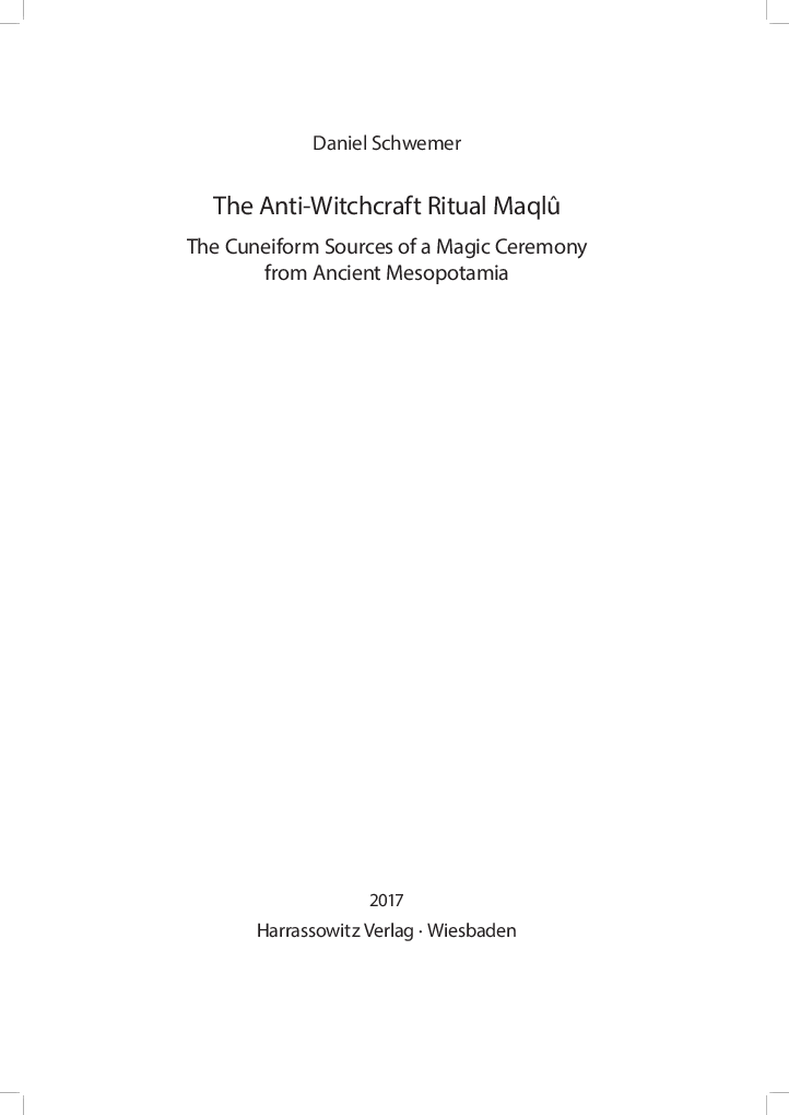 (PDF) [Preview] The Anti-Witchcraft Ritual Maqlû. The Cuneiform Sources ...