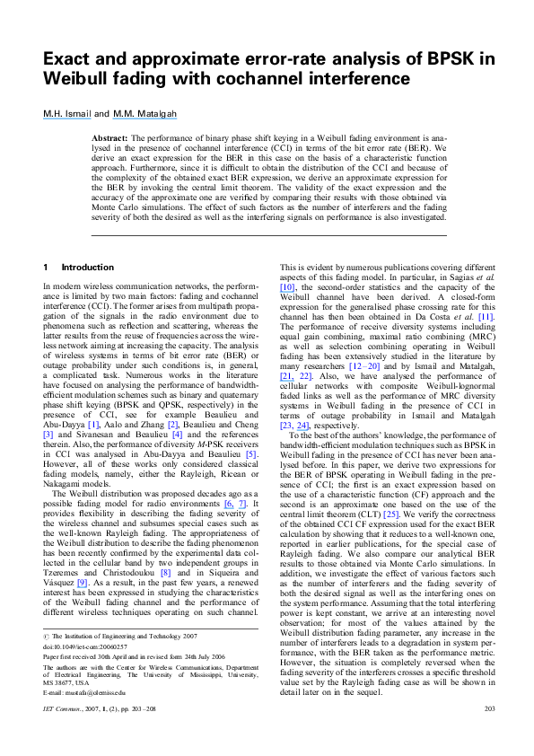 (PDF) Bit error rate analysis of diversity M-phase-shift keying ...