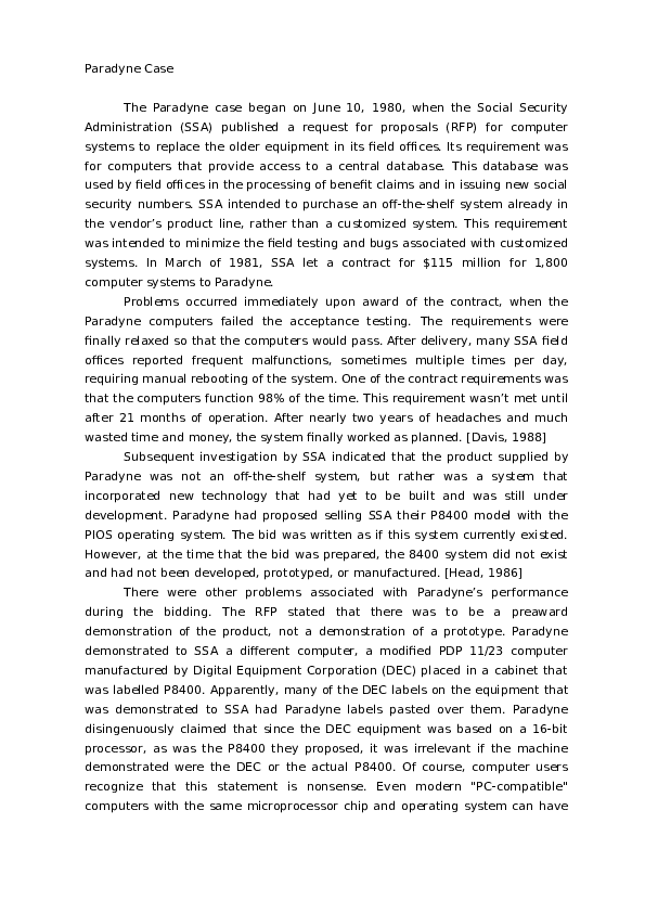 (DOC) Engineering Ethics - Paradyne Case