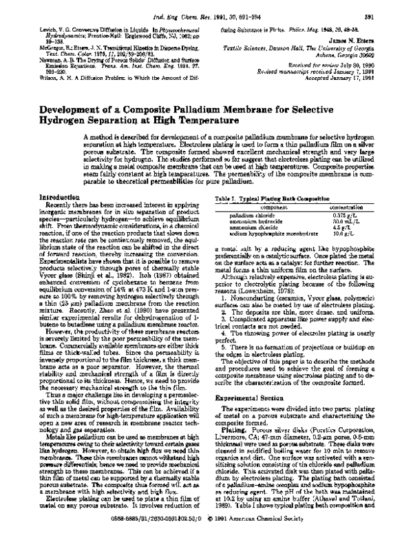 (PDF) Development of a composite palladium membrane for selective ...