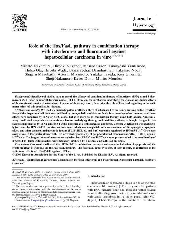 (PDF) Role of the Fas/FasL pathway in combination therapy with ...
