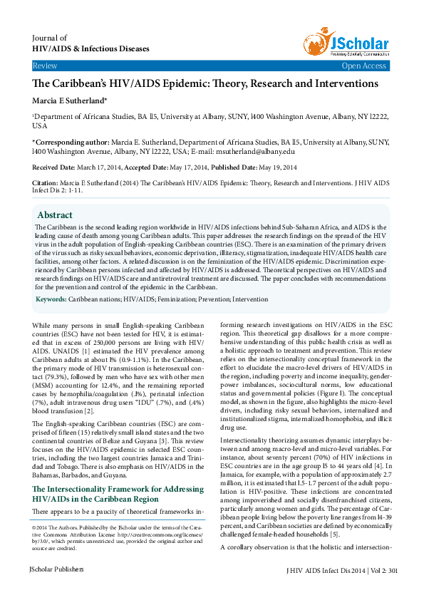 (PDF) The Caribbean's HIV/AIDS Epidemic: Theory, Research and ...