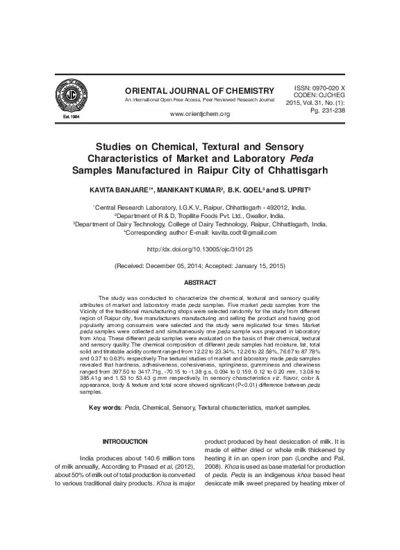 (PDF) Studies on Chemical, Textural and Sensory Characteristics of ...