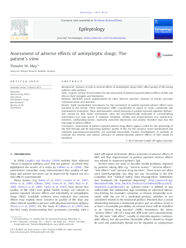 (PDF) Assessment of adverse effects of antiepileptic drugs: The patient ...
