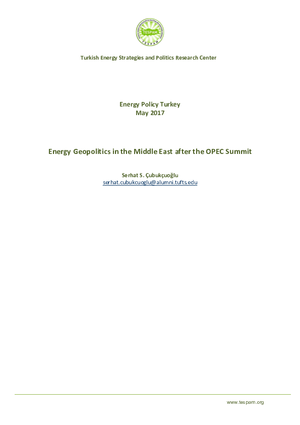 (PDF) Energy Geopolitics in the Middle East after the OPEC Summit