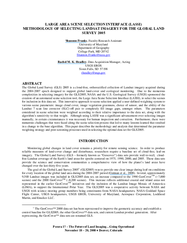 (PDF) Large Area Scene Selection Interface(LASSI) Methodology of ...