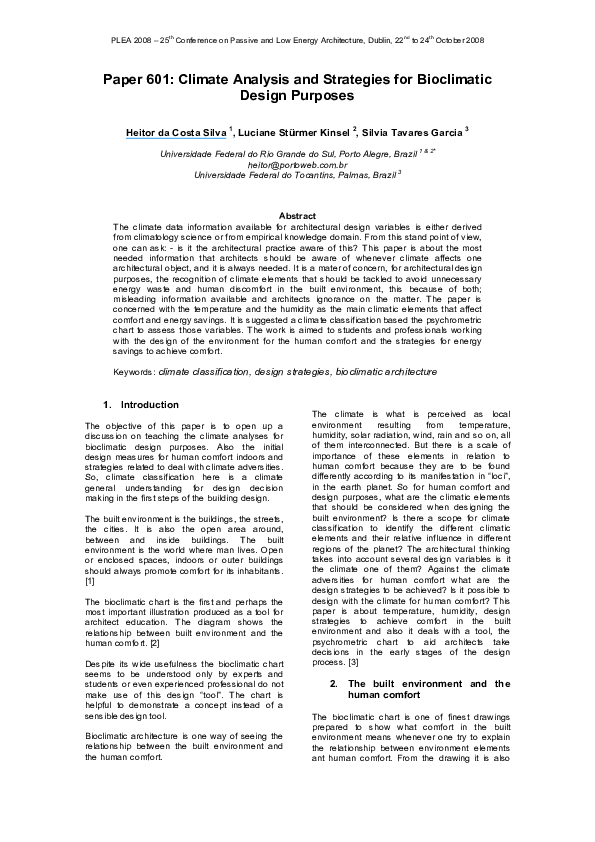 (PDF) Climate Analysis and Strategies for Bioclimatic Design Purposes