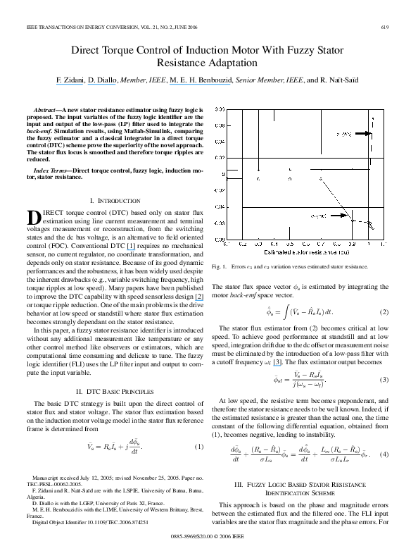 (PDF) Direct Torque Control of Induction Motor With Fuzzy Stator ...