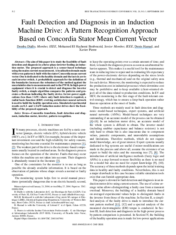 (PDF) Fault Detection and Diagnosis in an Induction Machine Drive A