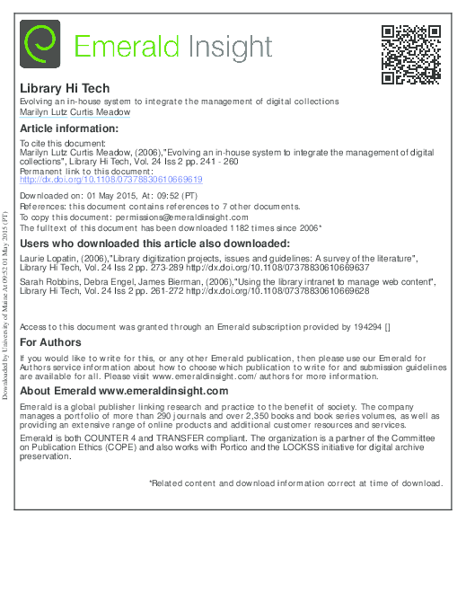 Evolving an in-house system to integrate the management of digital ...