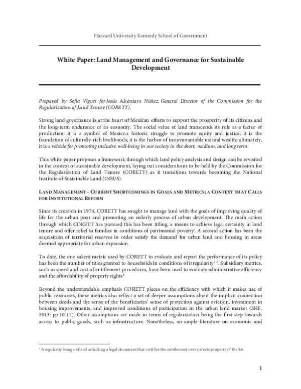 (PDF) White Paper Land Management and Governance for Sustainable