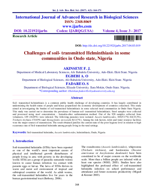 soil transmitted helminths journal
