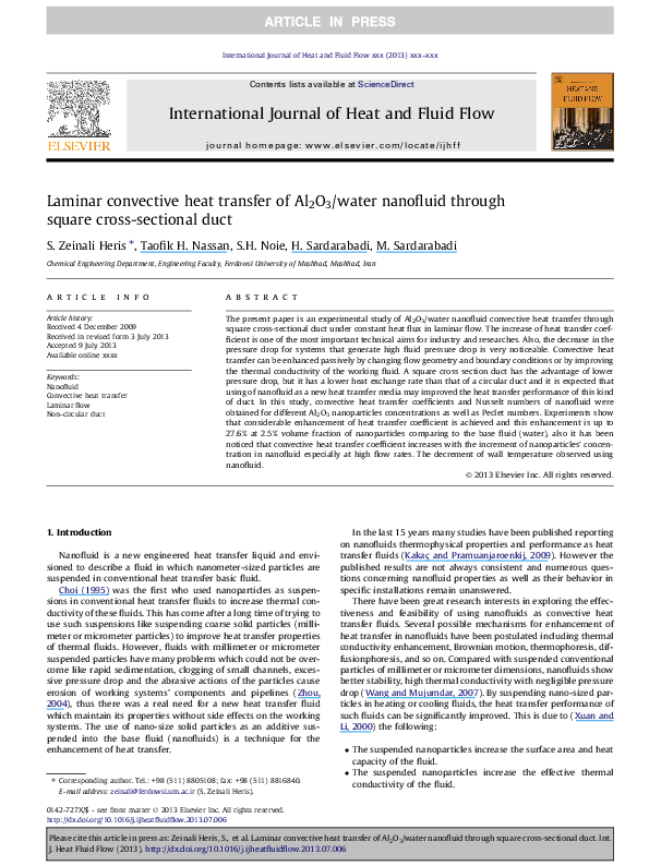 (PDF) Laminar convective heat transfer of Al2O3/water nanofluid through ...