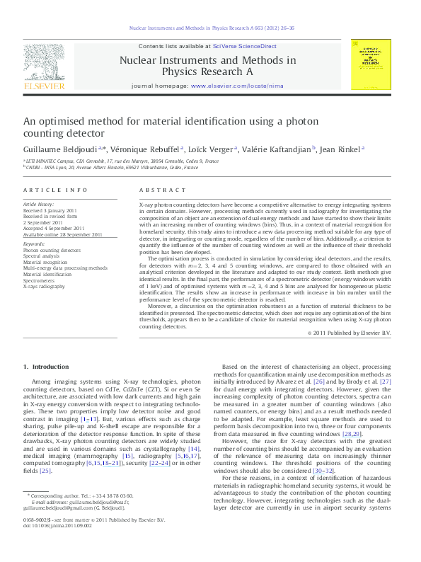 (PDF) An optimised method for material identification using a photon ...