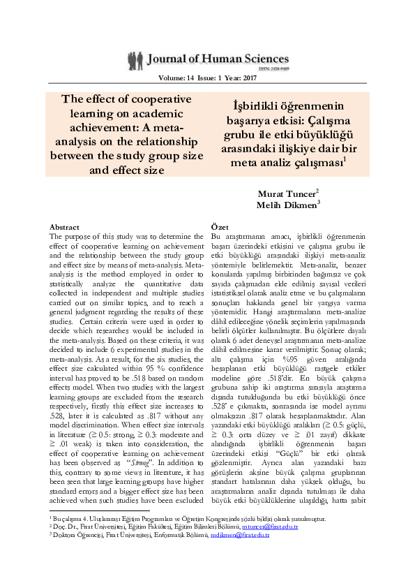 (PDF) The effect of cooperative learning on academic achievement: A ...
