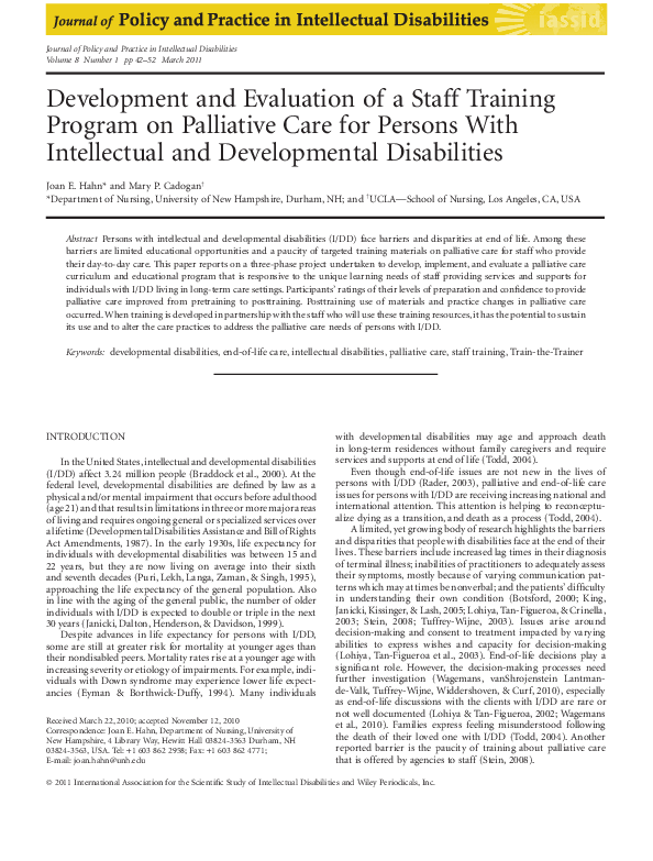 (PDF) Development and Evaluation of a Staff Training Program on ...