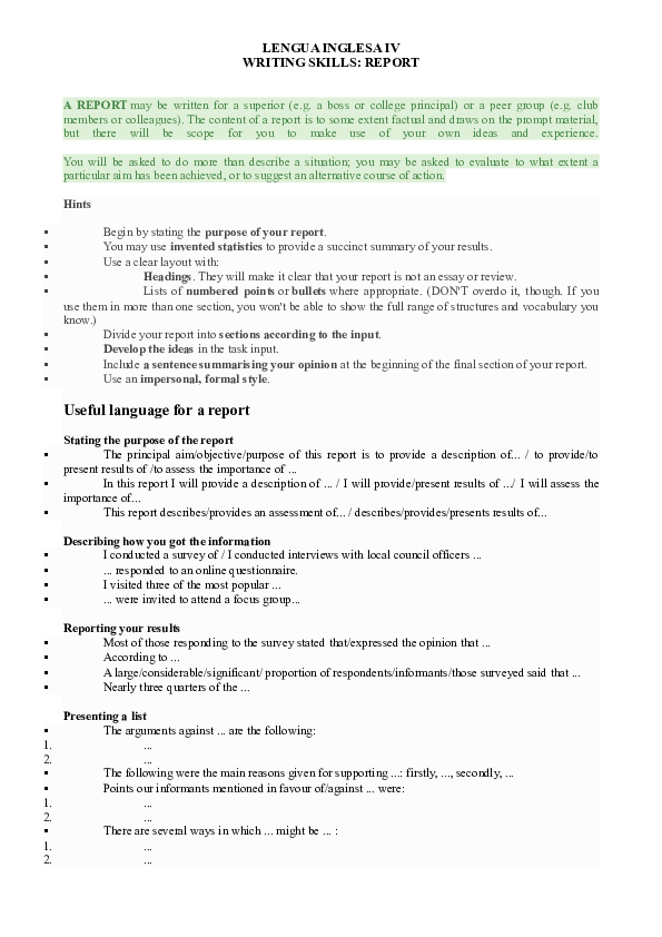 (DOC) Hints and model answer - Report