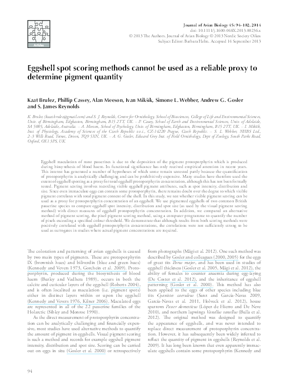 (PDF) Eggshell spot scoring methods cannot be used as a reliable proxy ...