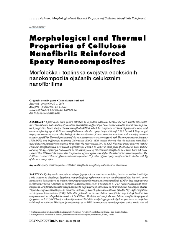 (PDF) Morphological and Thermal Properties of Cellulose Nanofibrils ...