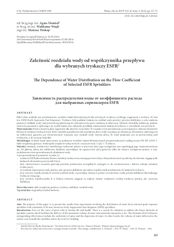 (PDF) The Dependence of Water Distribution on the Flow Coefficient of ...