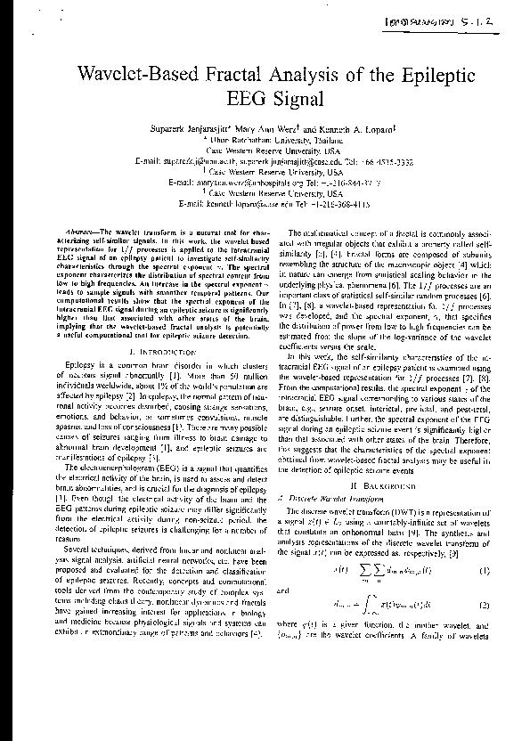 (PDF) Wavelet-based fractal analysis of the epileptic EEG signal