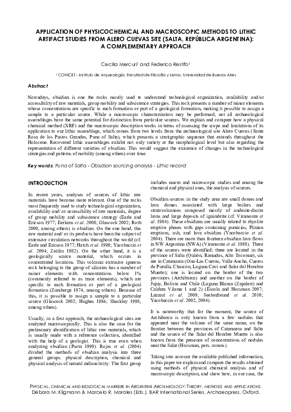 (PDF) APPLICATION OF PHYSICOCHEMICAL AND MACROSCOPIC METHODS TO LITHIC ...