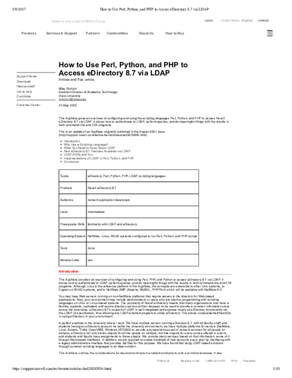  pdf how to use perl python and php to access nds edirectory 8 5 via