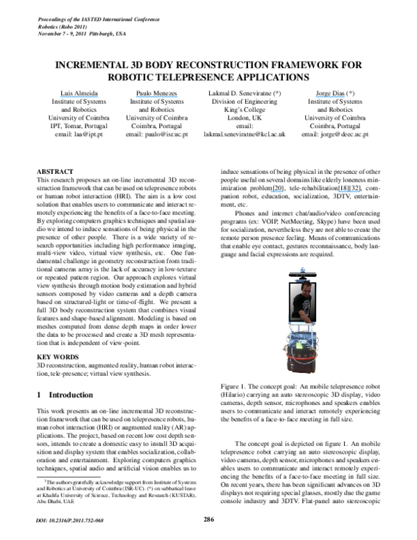 (PDF) Incremental 3D Body Reconstruction Framework for Robotic ...