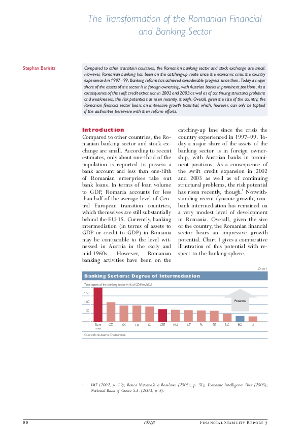 Pdf The Transformation Of The Romanian Financial And Banking