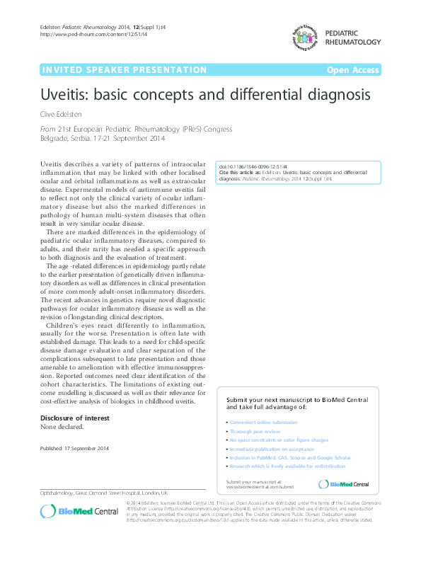 (PDF) Uveitis basic concepts and differential diagnosis Clive