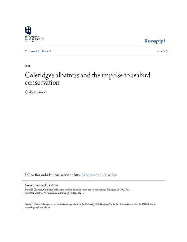 (PDF) Coleridge's albatross and the impulse to seabird conservation