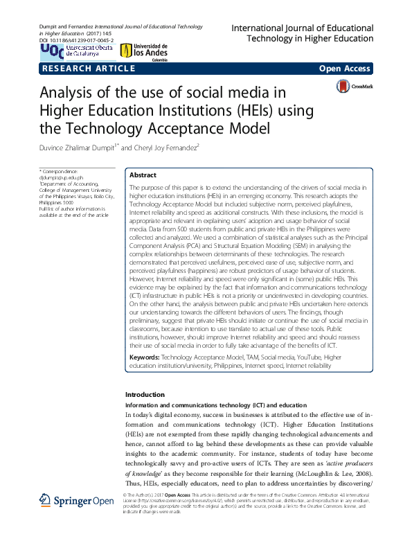 (PDF) Analysis of the use of social media in Higher Education ...
