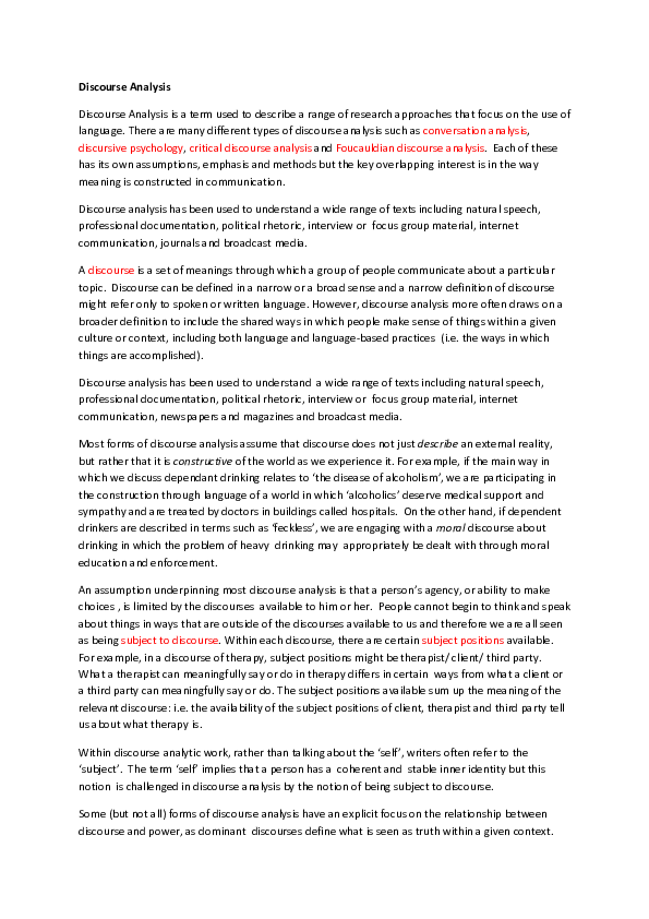 (PDF) Discourse Analysis