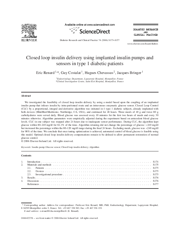 (PDF) Closed loop insulin delivery using implanted insulin pumps and ...