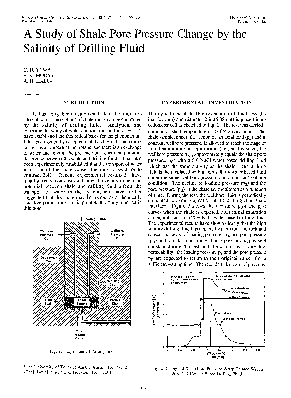 (PDF) A study of shale pore pressure change by the salinity of drilling ...