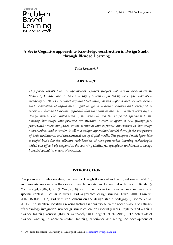 (PDF) A SOCIOCOGNITIVE APPROACH TO KNOWLEDGE CONSTRUCTION THROUGH