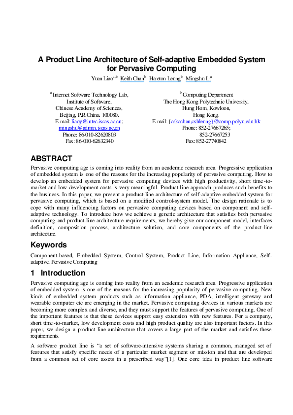 (PDF) A Product Line Architecture of Self-adaptive Embedded System for ...